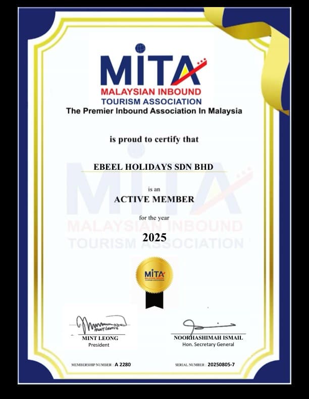 Sijil keahlian aktif MITA, Malaysian Inbound Tourism Association